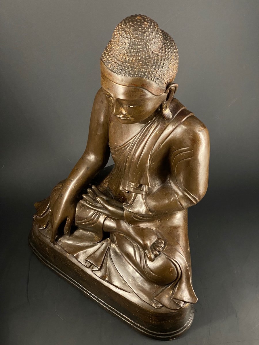 Large Bronze Buddha, Burma, 19th Century-photo-1