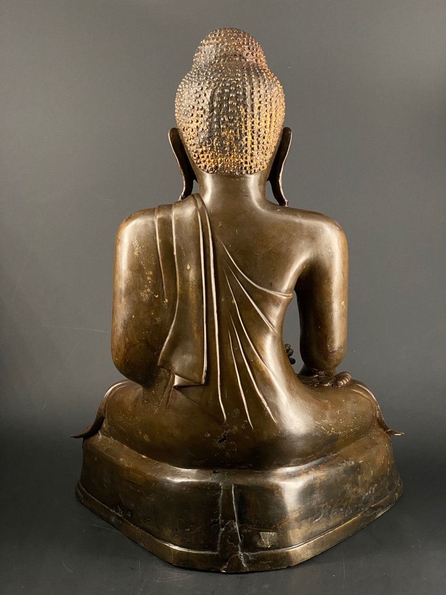 Large Bronze Buddha, Burma, 19th Century-photo-5