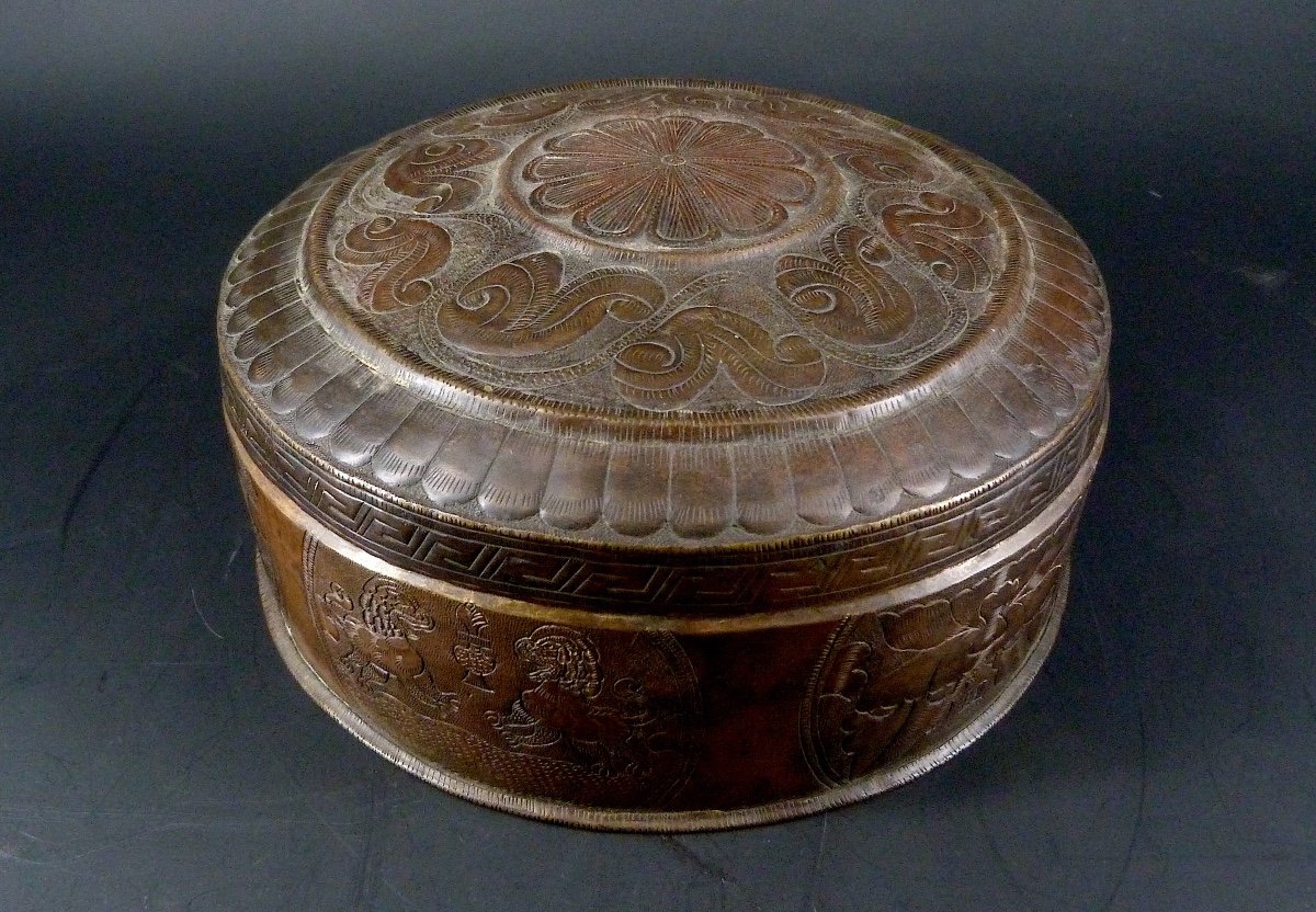 Large Embossed Copper Box, Nepal, 19th/20th Century