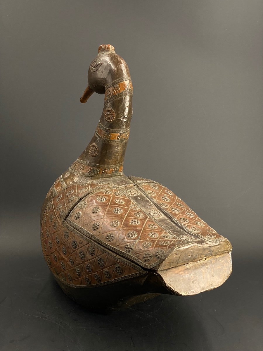 Duck, Wood And Copper Box, India, 19th Century-photo-3