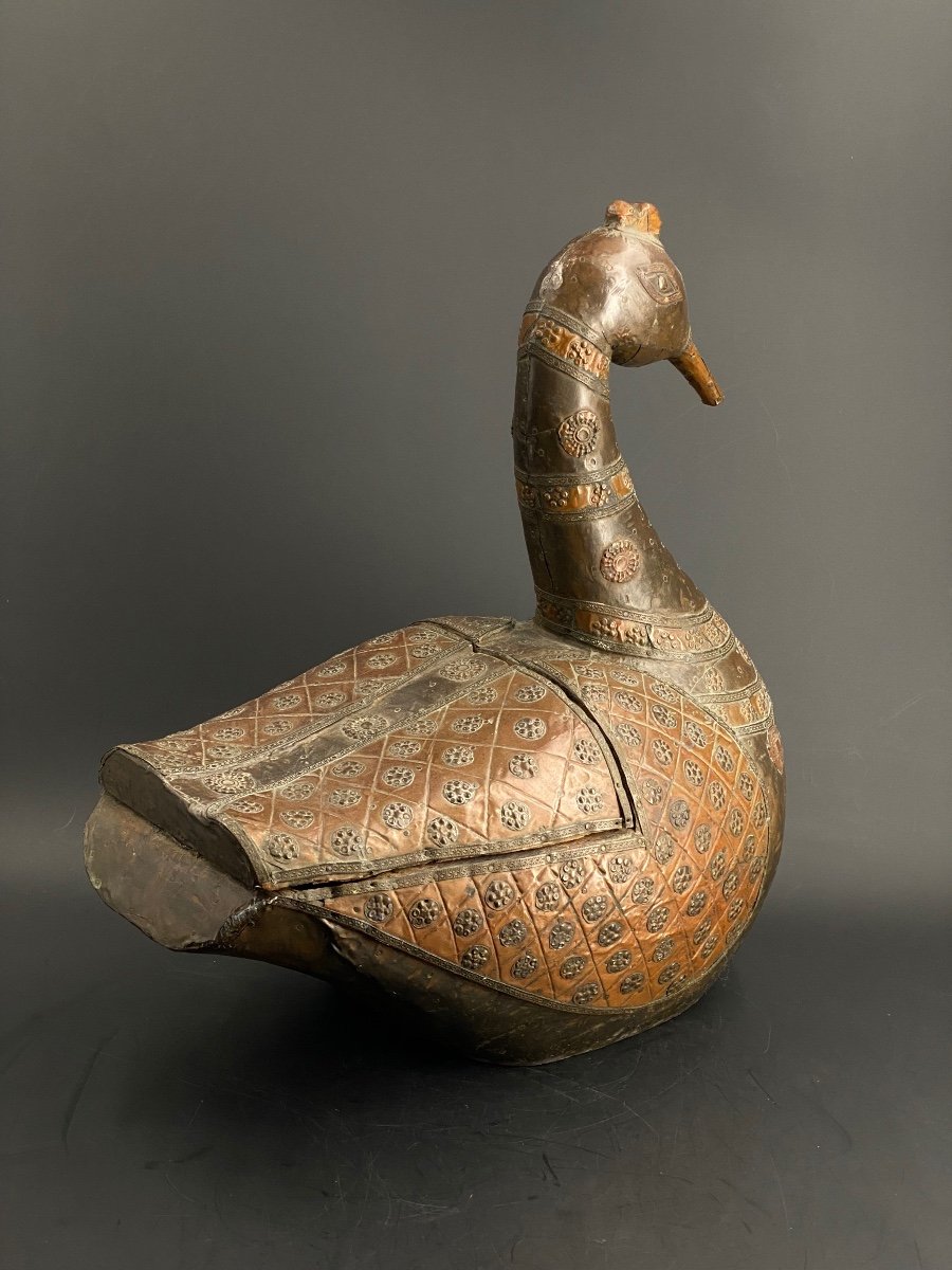 Duck, Wood And Copper Box, India, 19th Century-photo-4