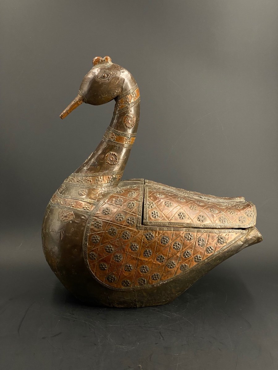 Duck, Wood And Copper Box, India, 19th Century