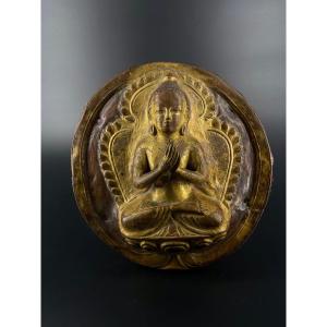 Buddha In Repoussé, Gilding, Nepal, 18th Century