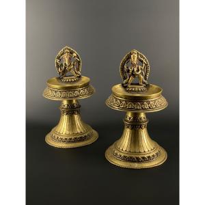 Pair Of Lamps, Nepal, 19th Century