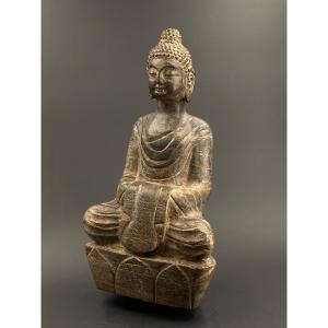 Stone Buddha, China, 45 Cm, Circa 19th Century