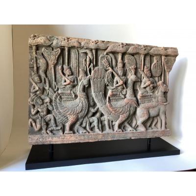 Khmer Frize Terracotta Circa XIX Th