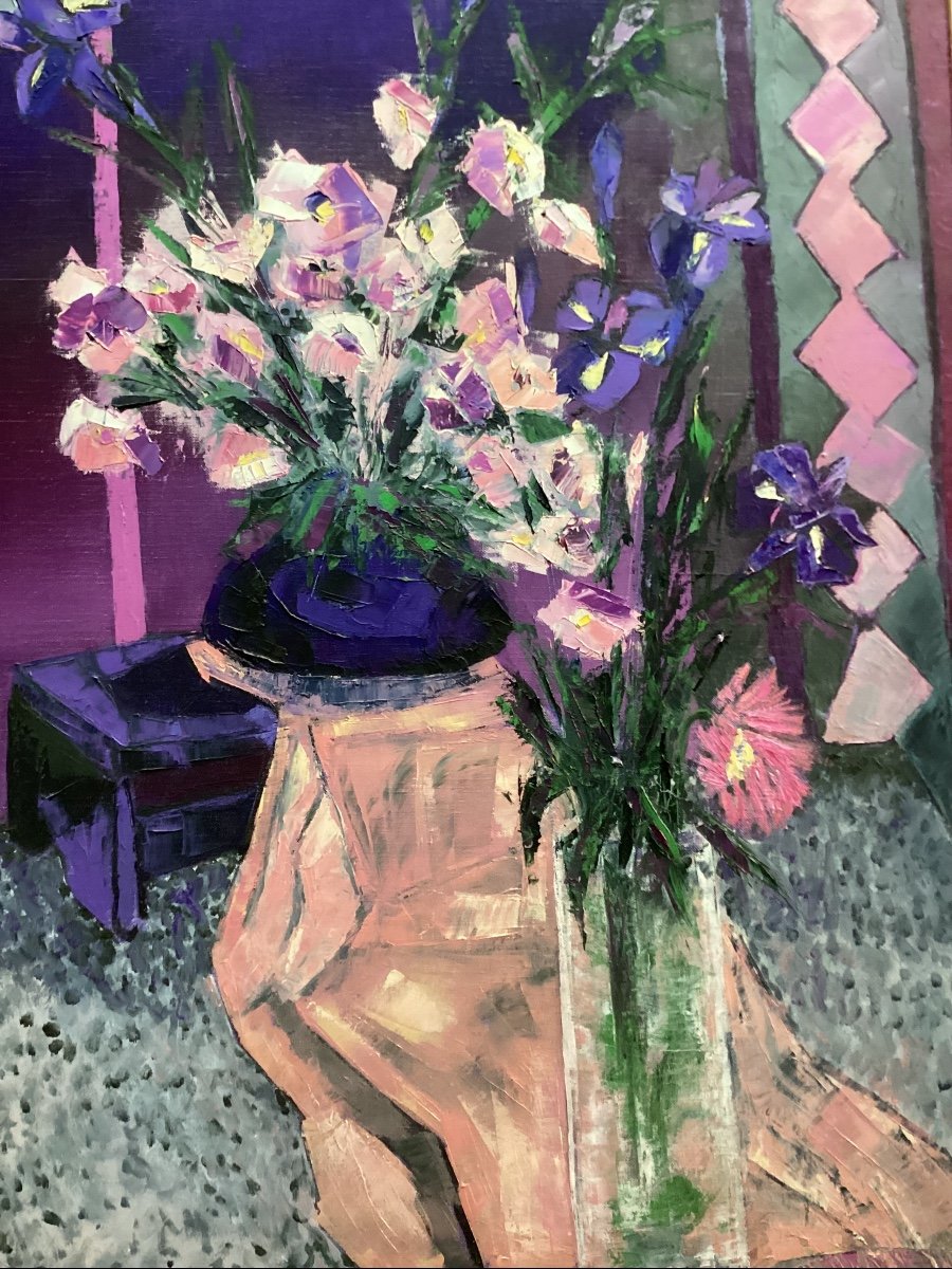 Oil On Canvas Iris Bouquet-photo-4