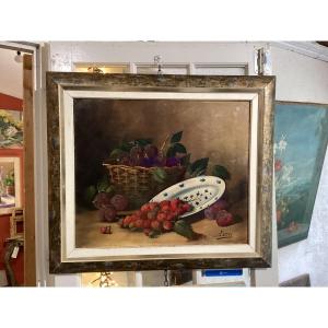 Still Life With Plums And Strawberries