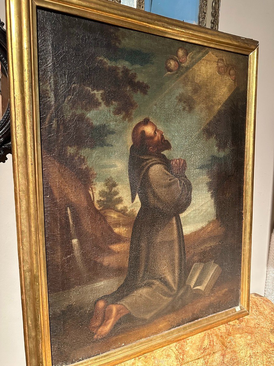 Magnificent Saint In Oil On Canvas. Eighteenth Century.-photo-3