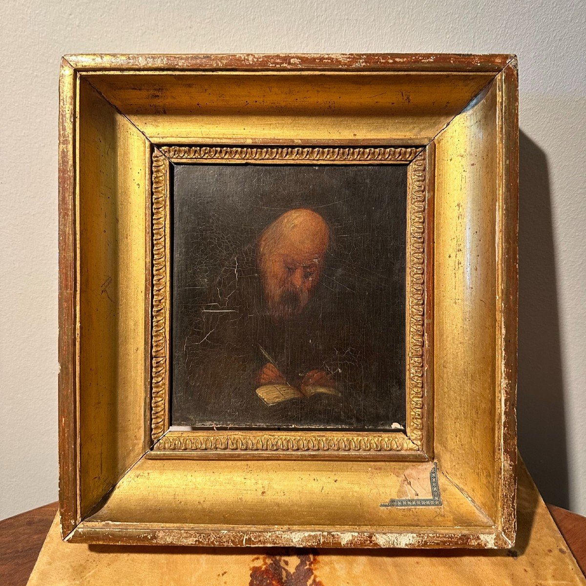 Oil On Panel With Old Frame. Eighteenth Century