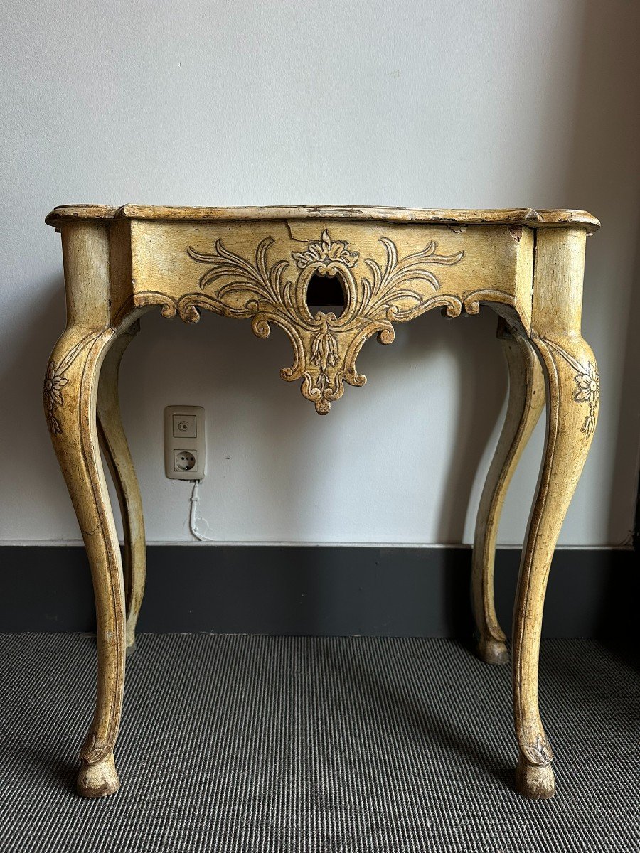 Console Blanche d'époque Carlos III, Avec Sa Polychromie Originale Du 18ème Siècle-photo-5