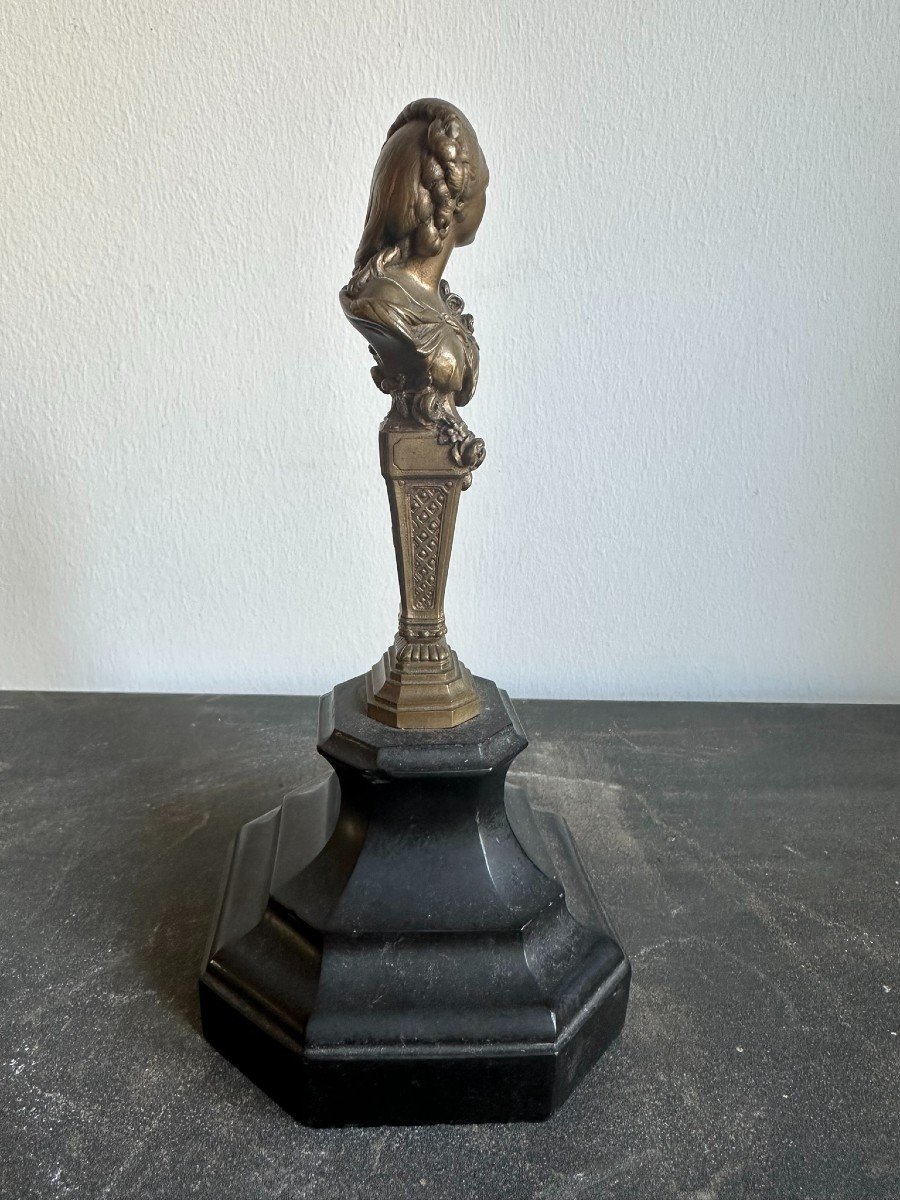 Bronze Figure With Marble Base, From Belgium. The 19th Century.-photo-1