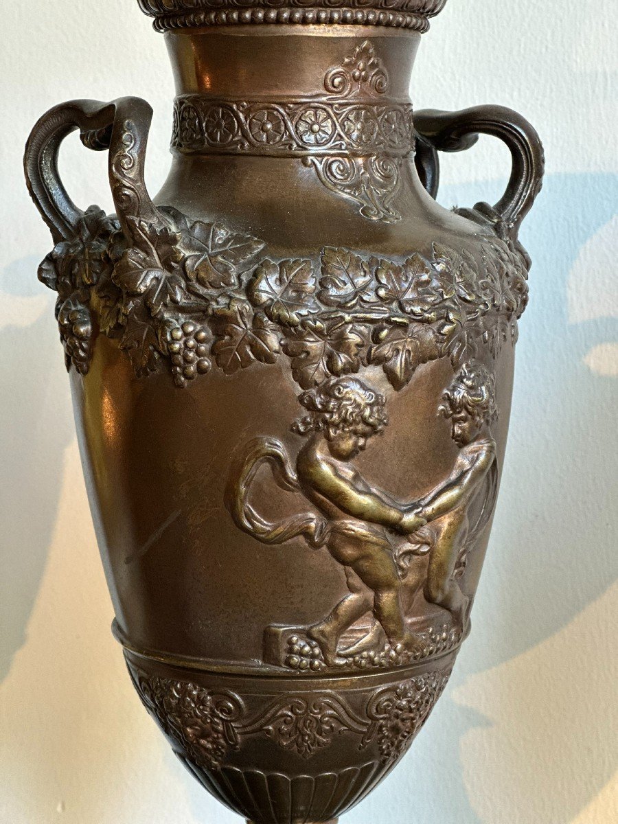 Pair Of Bronze Vases, Napoleon III Period.-photo-1
