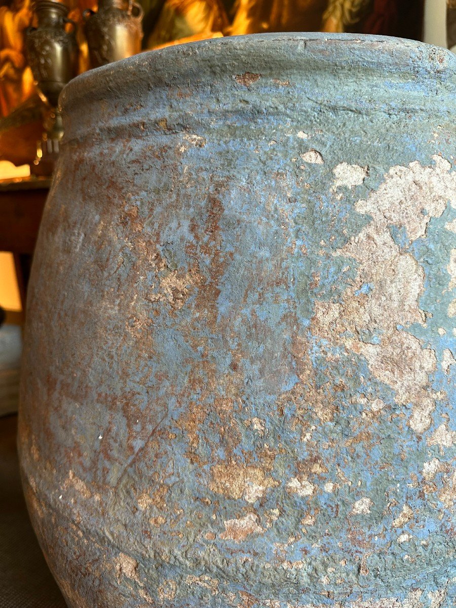 Aragonese Blue Earthenware Jar From The End Of The 18th Century And The Beginning Of The 19th Century.-photo-2