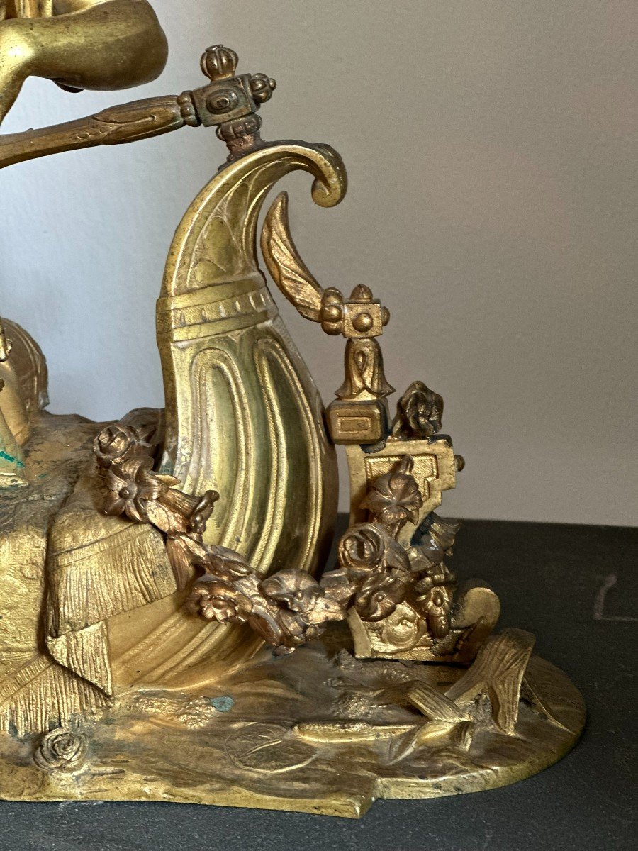 Gilded Bronze Clock Body, Napoleon III Period-photo-3