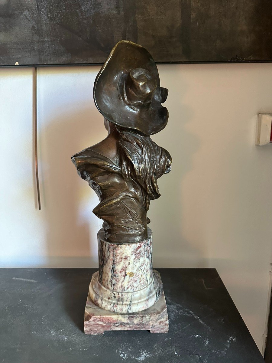 Bronze Bust Of A Woman. Sign. S XIX. Cast Iron Of The Time.-photo-4