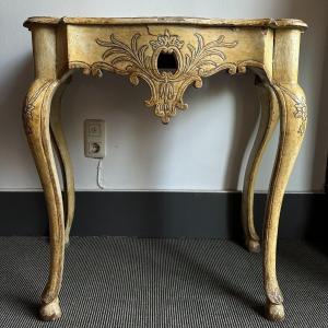 Console Blanche d'époque Carlos III, Avec Sa Polychromie Originale Du 18ème Siècle