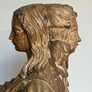 Rare sculpture en bois des XVIe et XVIIe siècles, réalisée d'un seul tenant