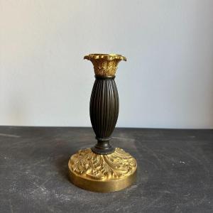 Napoleon III Period Candlestick. In Bronze And Gilded Bronze