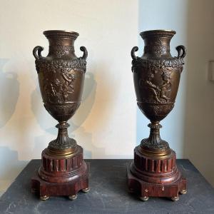 Paire de vases en bronze, période Napoléon III.