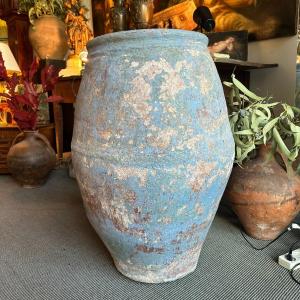 Aragonese Blue Earthenware Jar From The End Of The 18th Century And The Beginning Of The 19th Century.