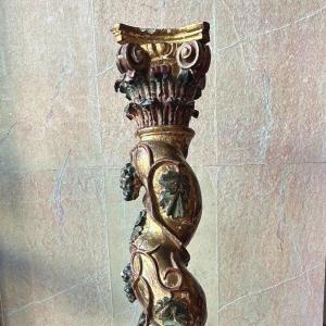 17th Century Carved Wooden Column