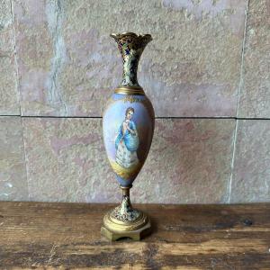 Sèvres Cloissonier Type Vase, Hand Painted. 19th Century. Napoleon III.