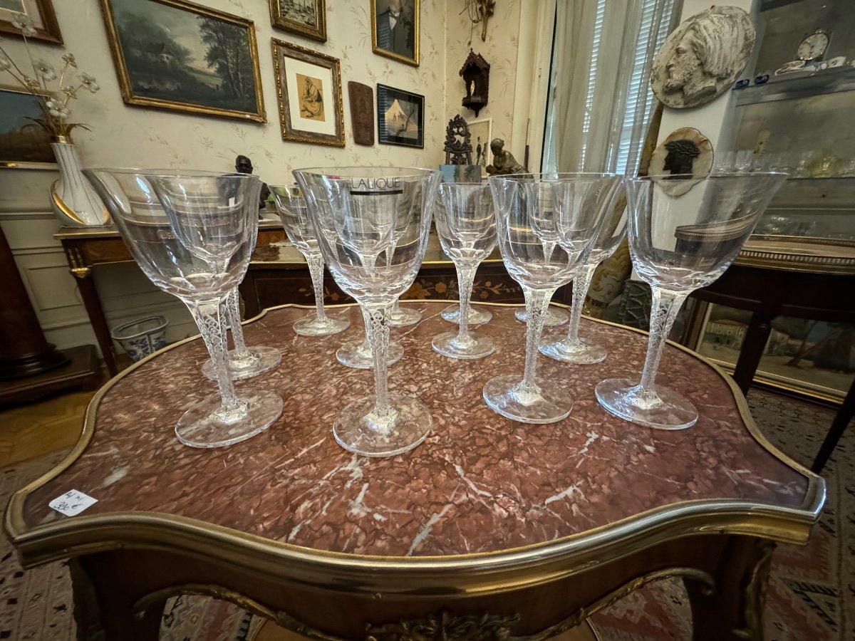 Suite De 12 Verres à vin Lalique -photo-2