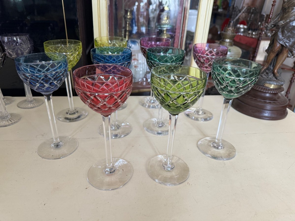 Suite De 10 Verres En Cristal De Couleur -photo-3