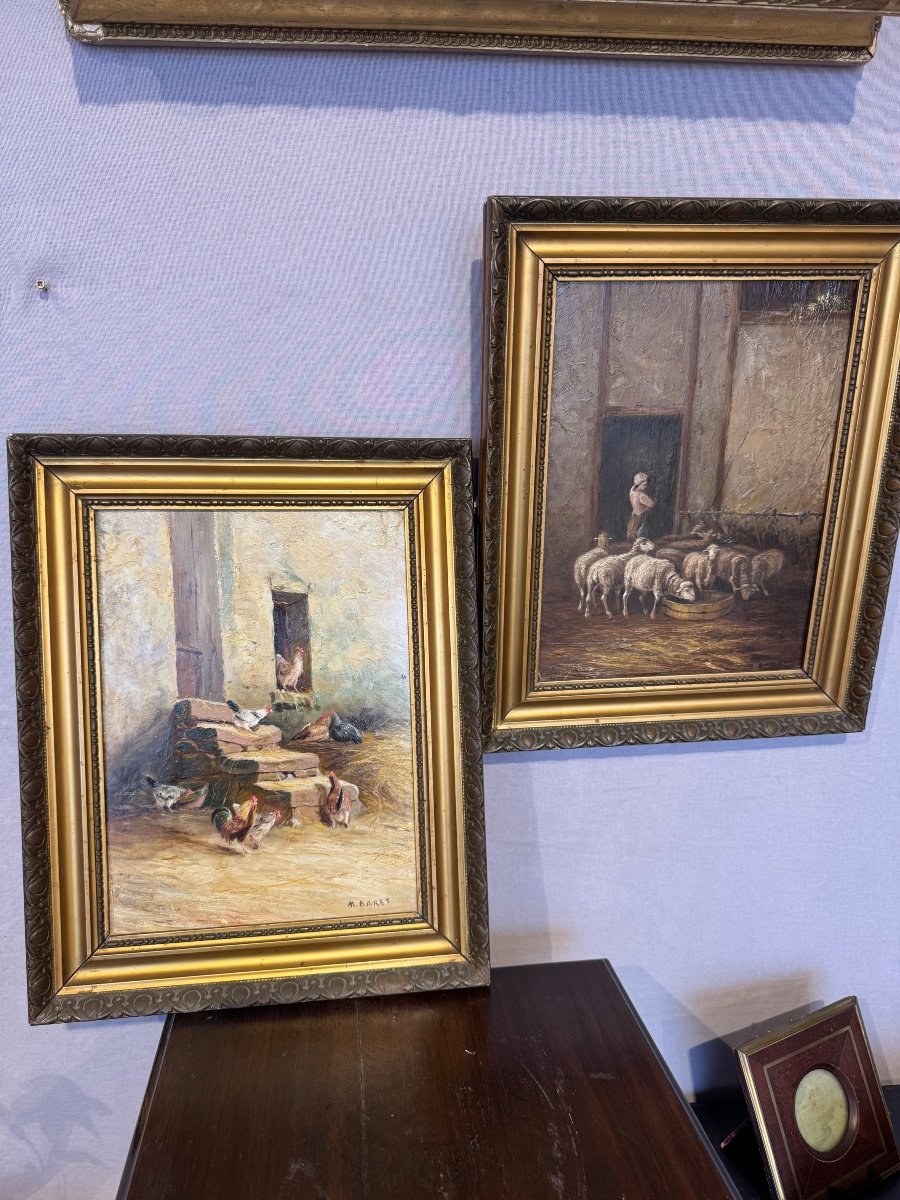 Pair Of Paintings By M. Baret-photo-2