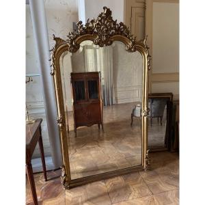 Grand Miroir Doré à La Feuille 