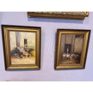 Pair Of Paintings By M. Baret