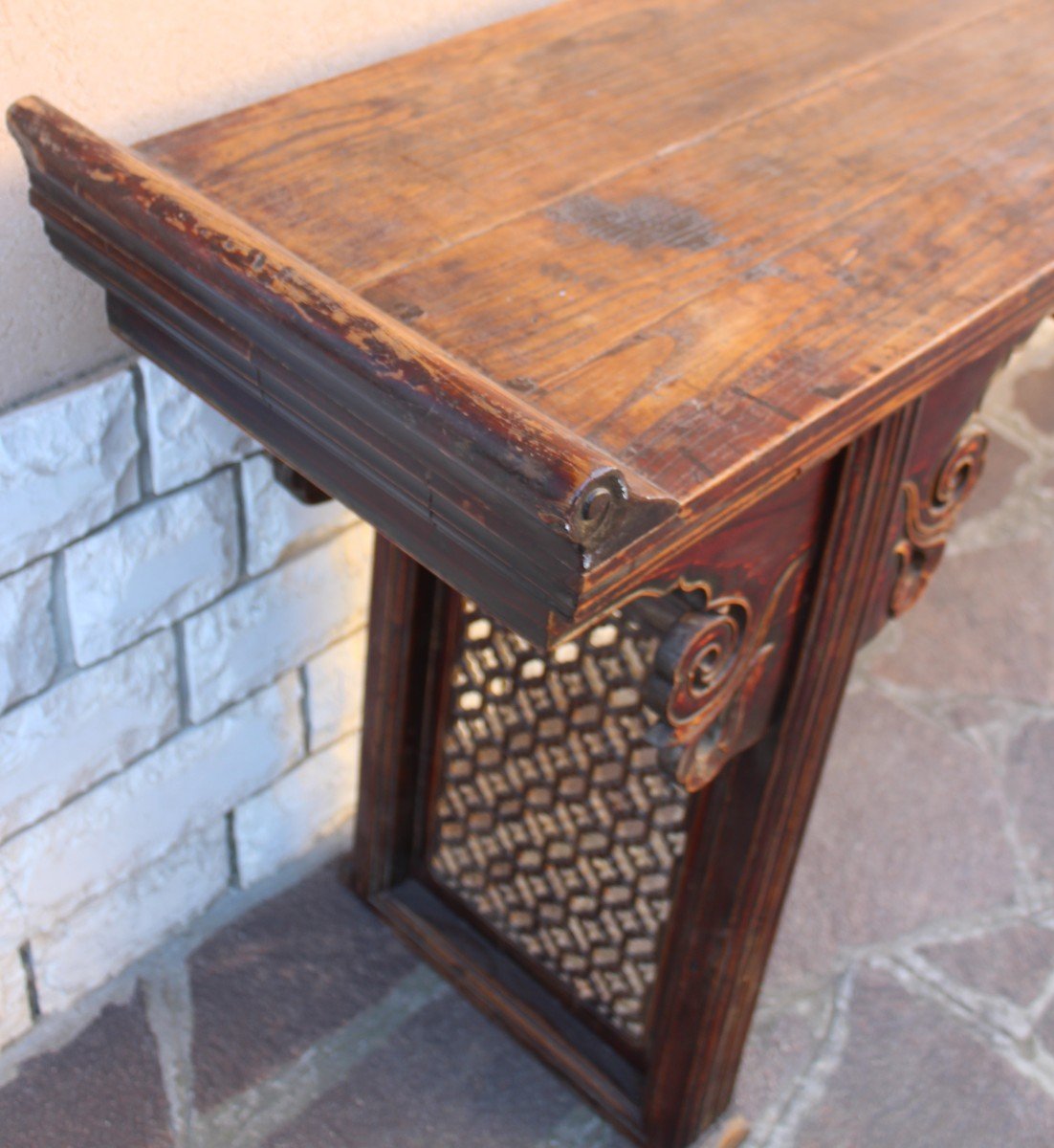 Very Large Chinese Altar Table, Elm Wood, Early 19th Century, Qing Dinasty-photo-1