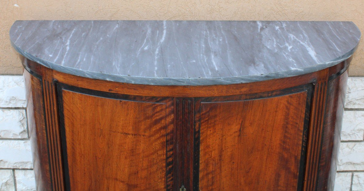 Sideboard Half-moon  From The Louis 16 Period In Solid Walnut.-photo-1