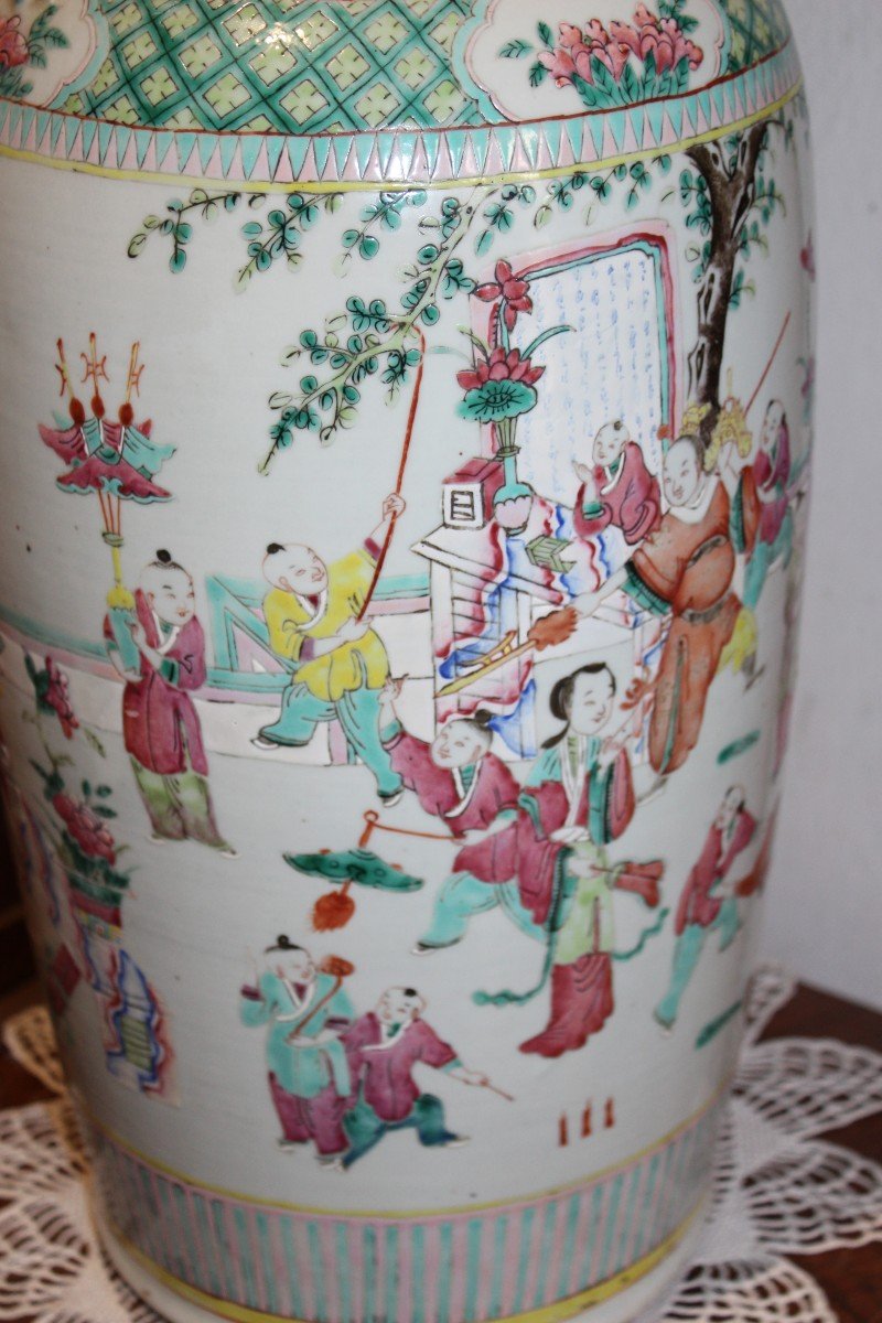 Vase Chinois De La Famille Rose, Epoque Guangxu, Fine XIX Siecle.-photo-1