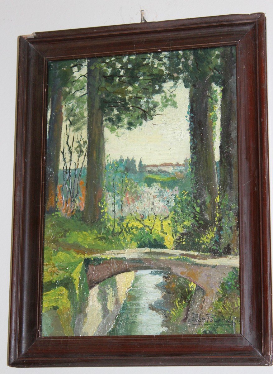 Oil Painting On Cardboard By Pier Focardi (1889-1945),signed And Dated April 1913.
