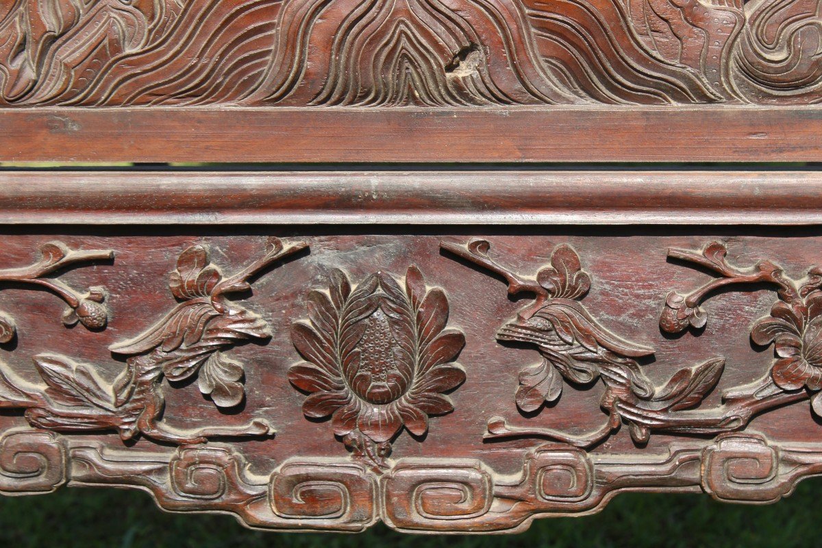 Vietnamese Bed In Carved Iron Wood, Vietnam 19th Century.-photo-2