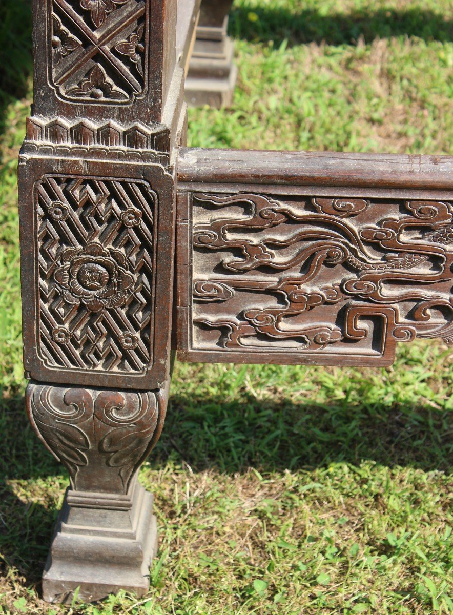 Vietnamese Bed In Carved Iron Wood, Vietnam 19th Century.-photo-4