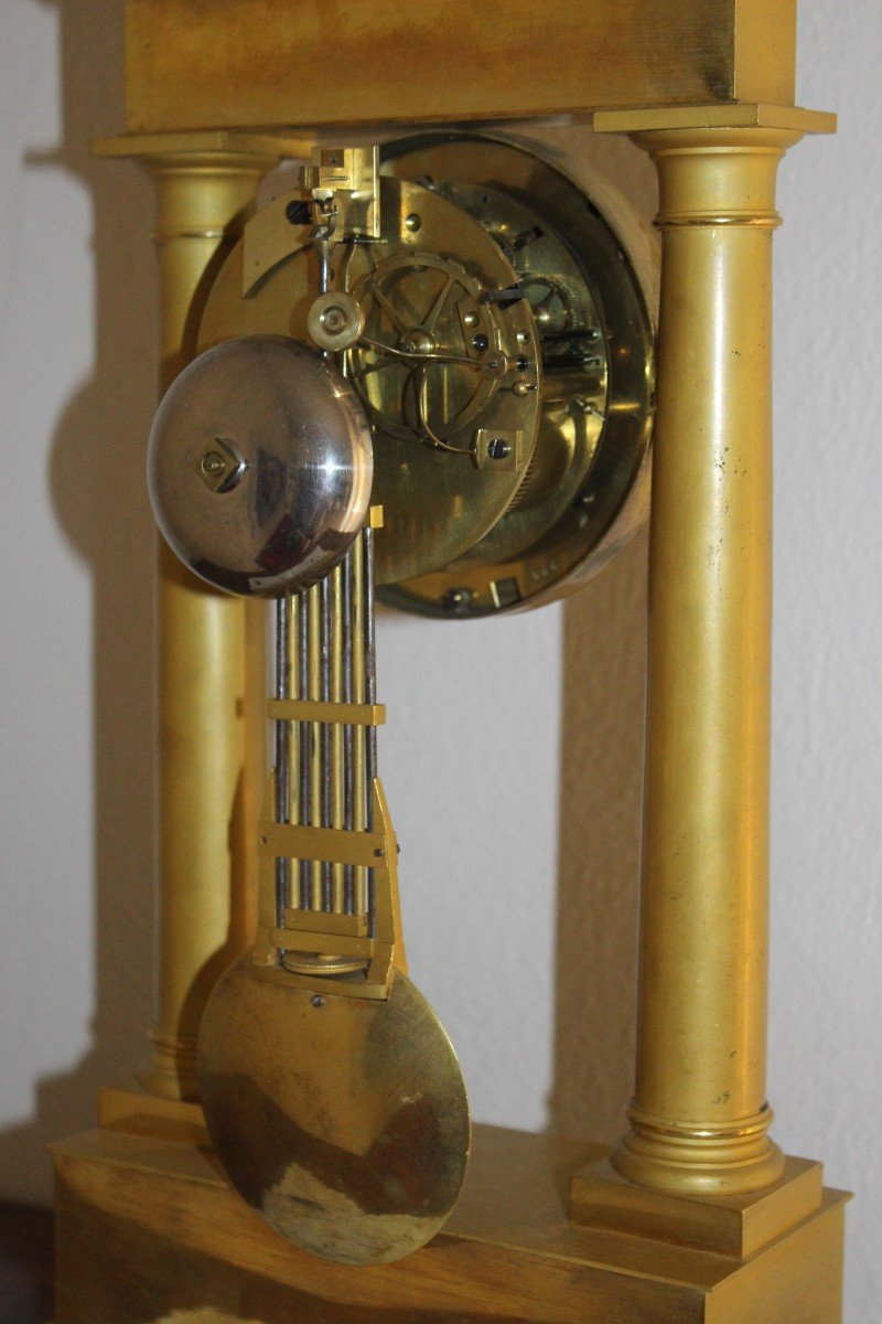 Empire Period Gilt Bronze Portico Clock.-photo-2