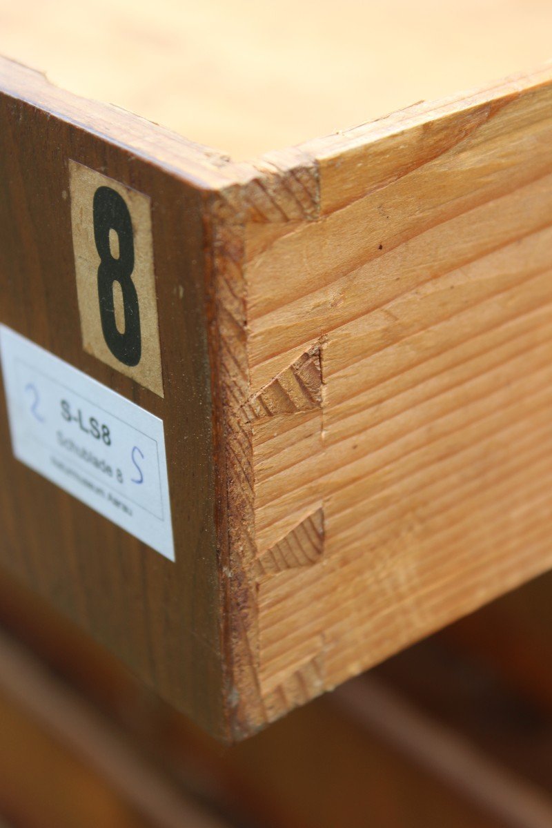 Rare Biedermeier Period Apothecary's Walnut Chest Of Drawers With 18 Drawers, Circa 1840.-photo-7