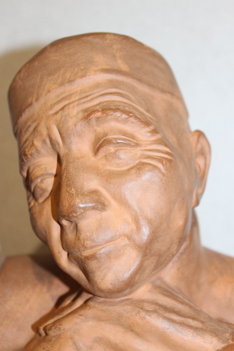 Bust Of An Asian Man In Terracotta, Gaston Hauchecorne (1880-1945).-photo-2