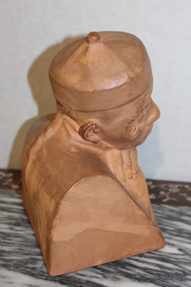 Bust Of An Asian Man In Terracotta, Gaston Hauchecorne (1880-1945).-photo-4