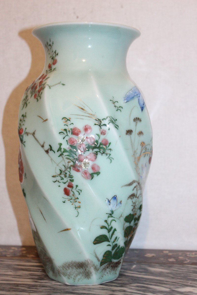 Japanese Celadon Porcelain Vase, Japan Late 19th Century-photo-2