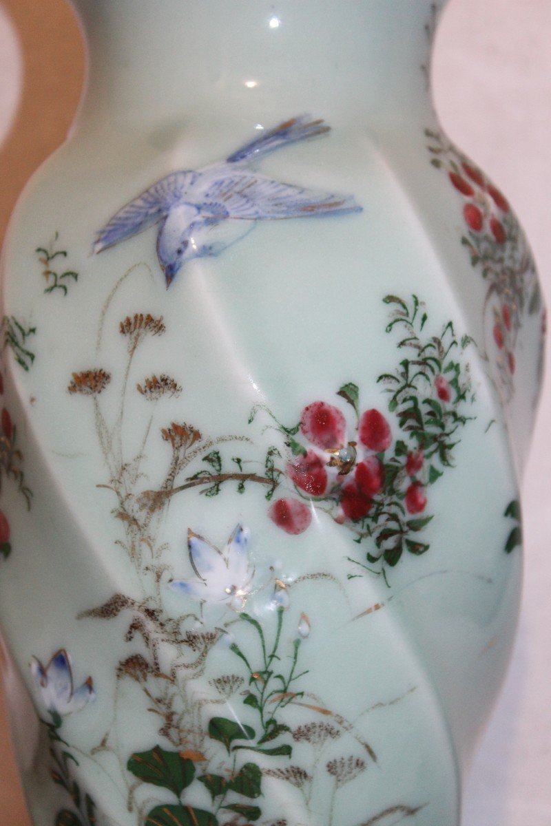 Japanese Celadon Porcelain Vase, Japan Late 19th Century-photo-3