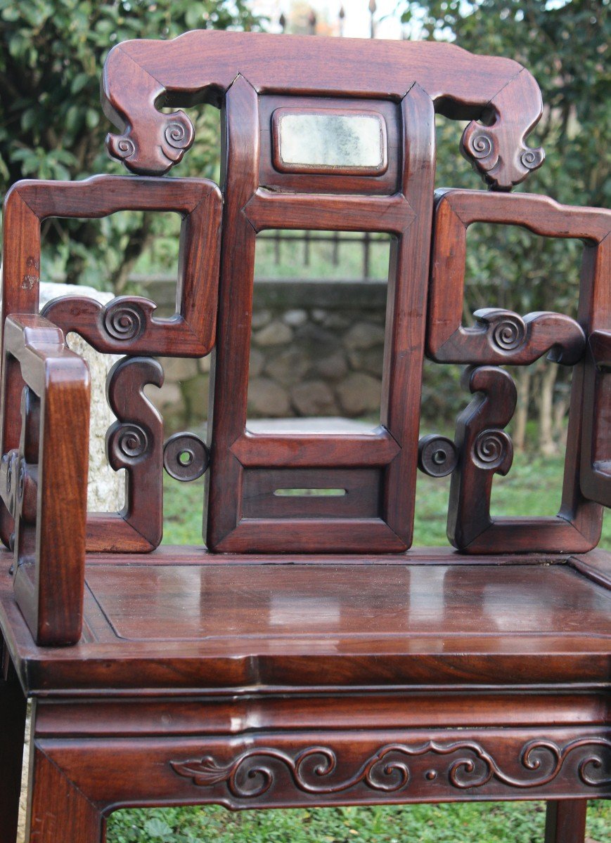 Paire De Fauteuils Chinois En Bois De Fer Sculptè, Chine, Qing Dinastie XIX Siecle.-photo-3