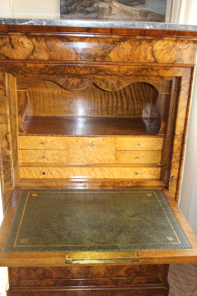 Secretary In Loup De Walnut Louis Philippe Period, Half Of The XIX Century.-photo-4