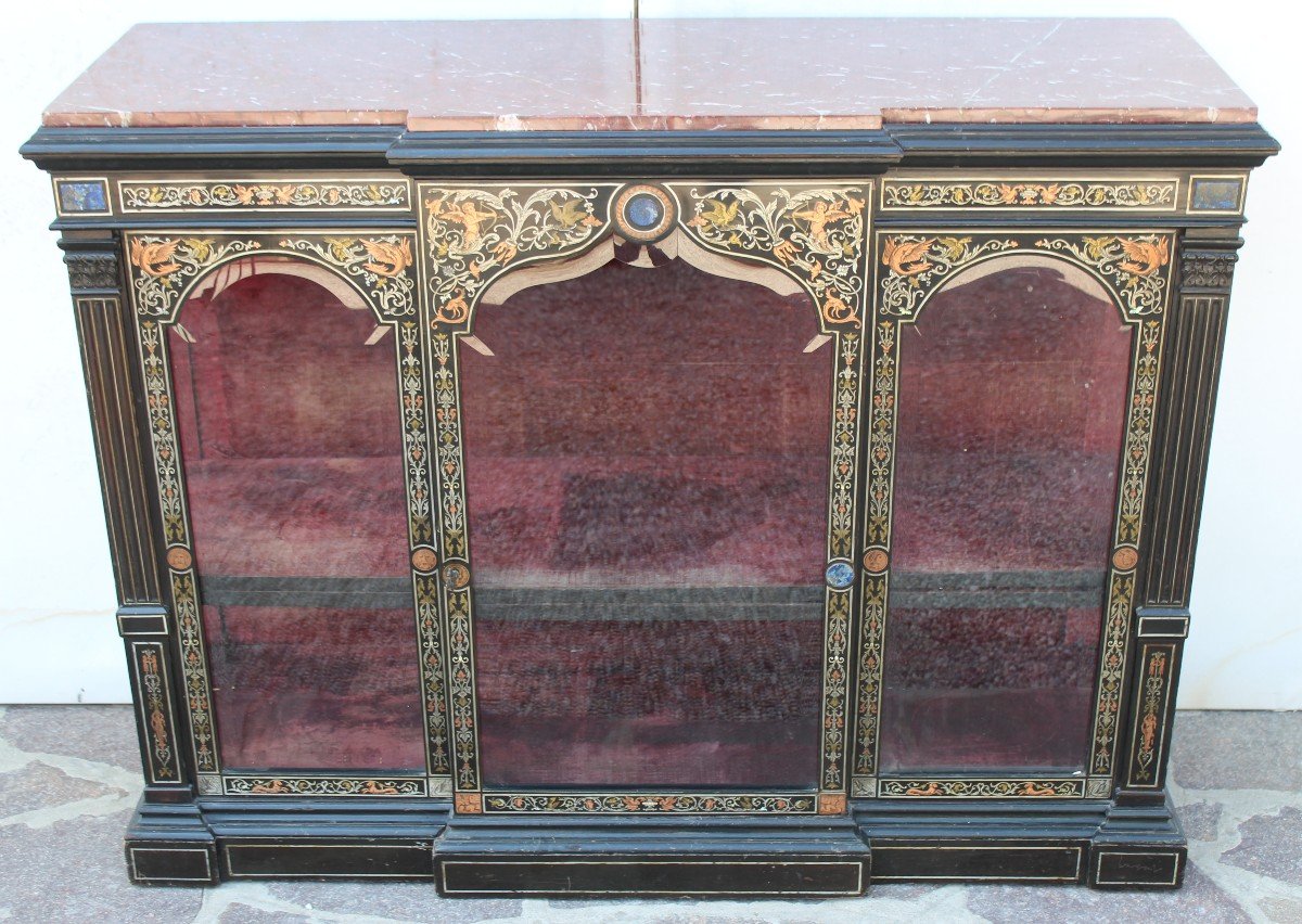 Showcase In Boulle Marquetry, Napoleon III Period, XIX Century-photo-2