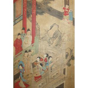 Paire Des Peintures Chinois Sur Soie, Chine Dinastia Qing XIX Siecle