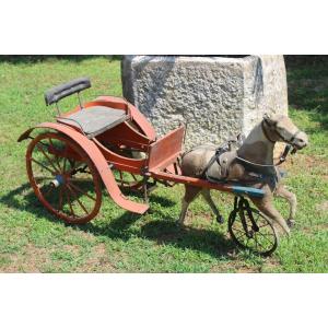 Carriages With Pedal Horse, Toy Around 1900.