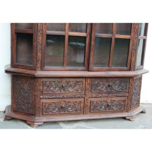 Chinese Carved Ironwood Display Cabinet "with Dragons", Qing Dynasty, 19th Century